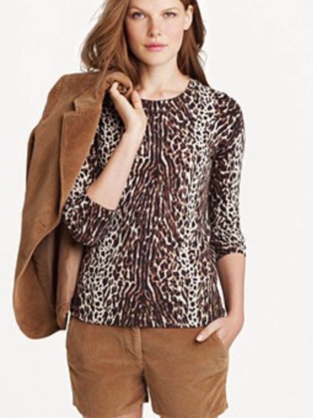 J. CREW MERINO WOOL Tippi Leopard Print Sweater Small